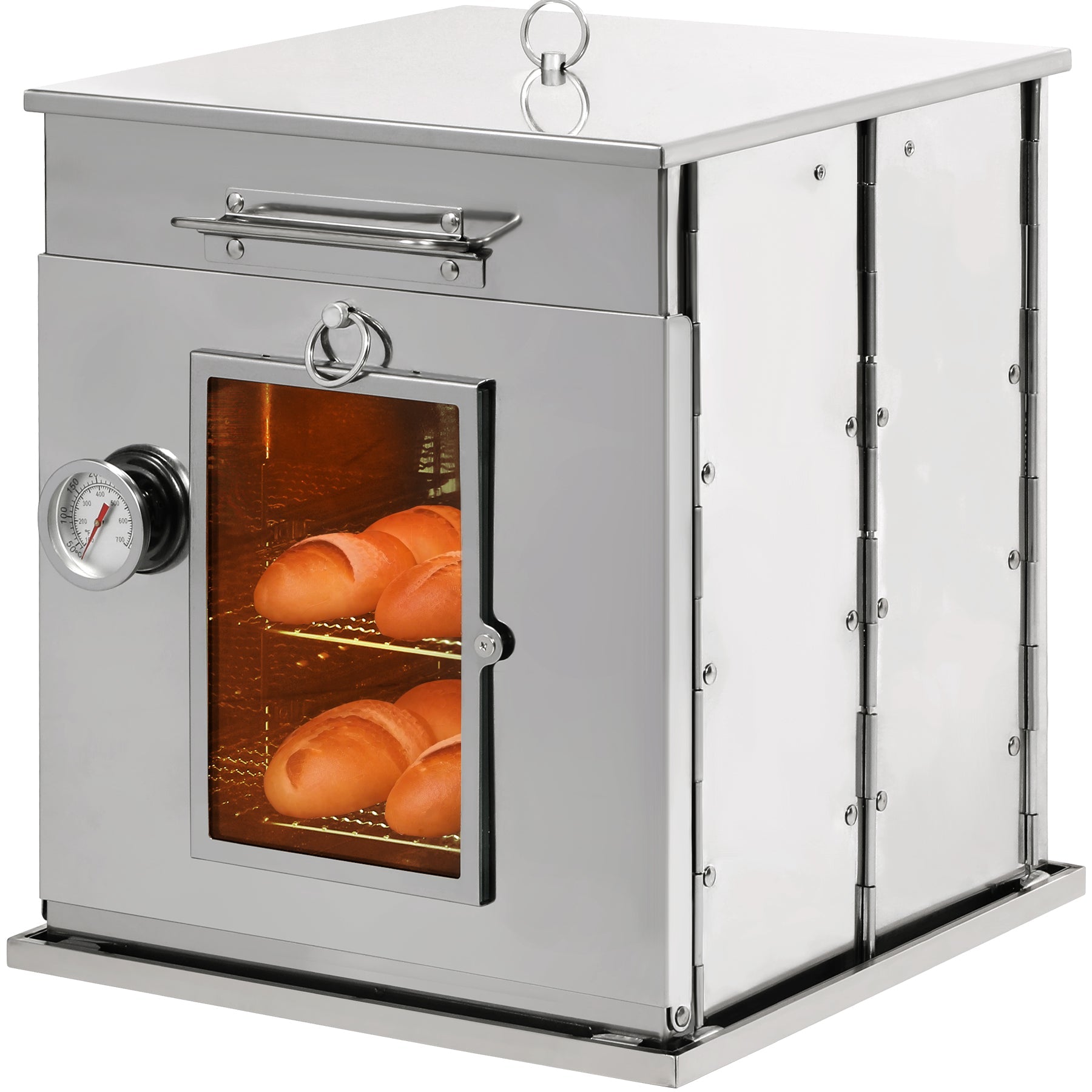 Foldable Stainless Steel Camping Oven with 3 Tier Grill for Propane Stove Baking Outdoor Cooking