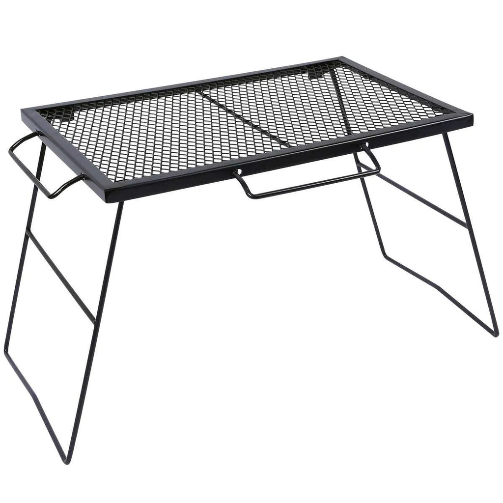 Portable Heavy Duty Folding Steel Campfire Grill Grate for Outdoor Cooking, Black