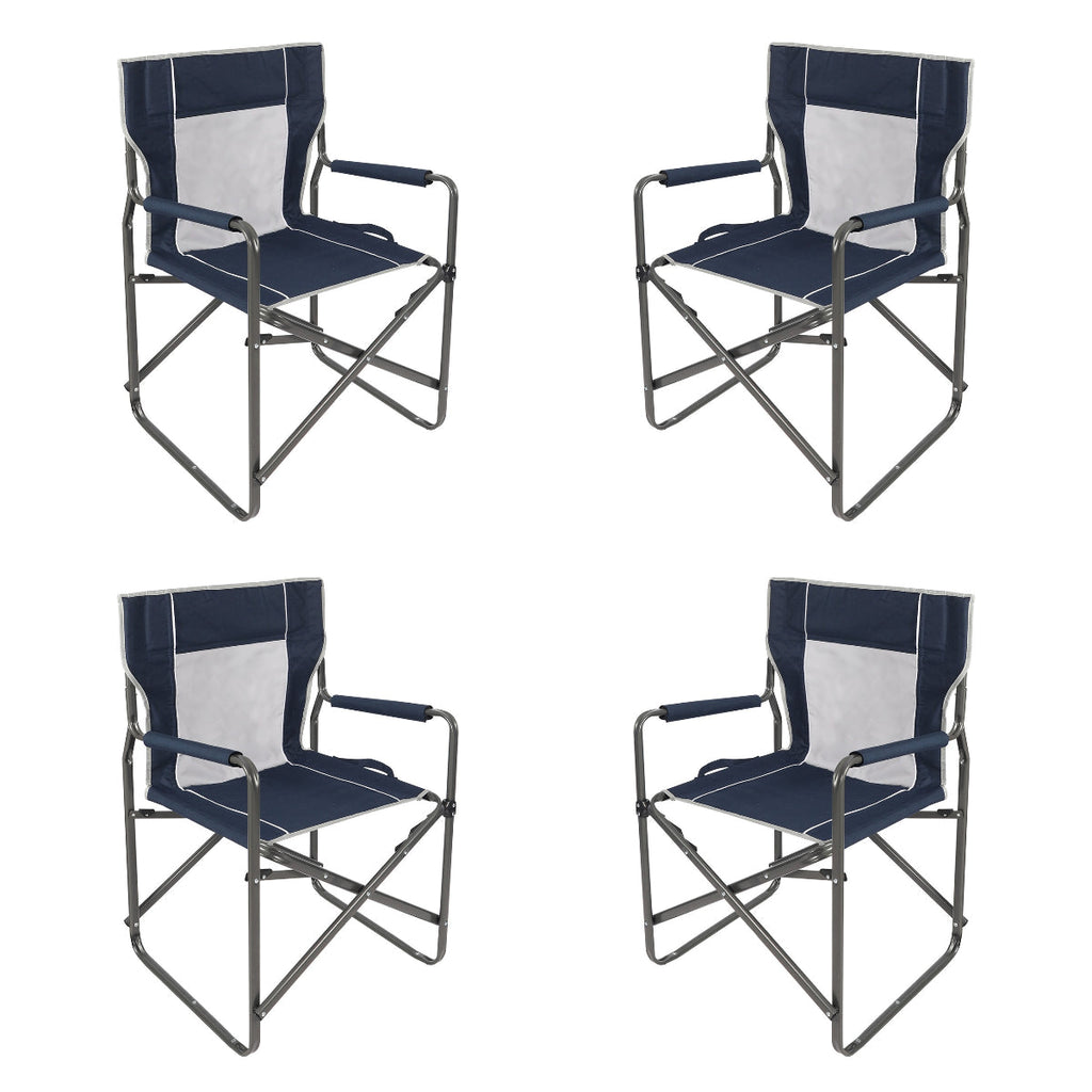 Foldable Camping Director's Chair with Breathable Mesh Back