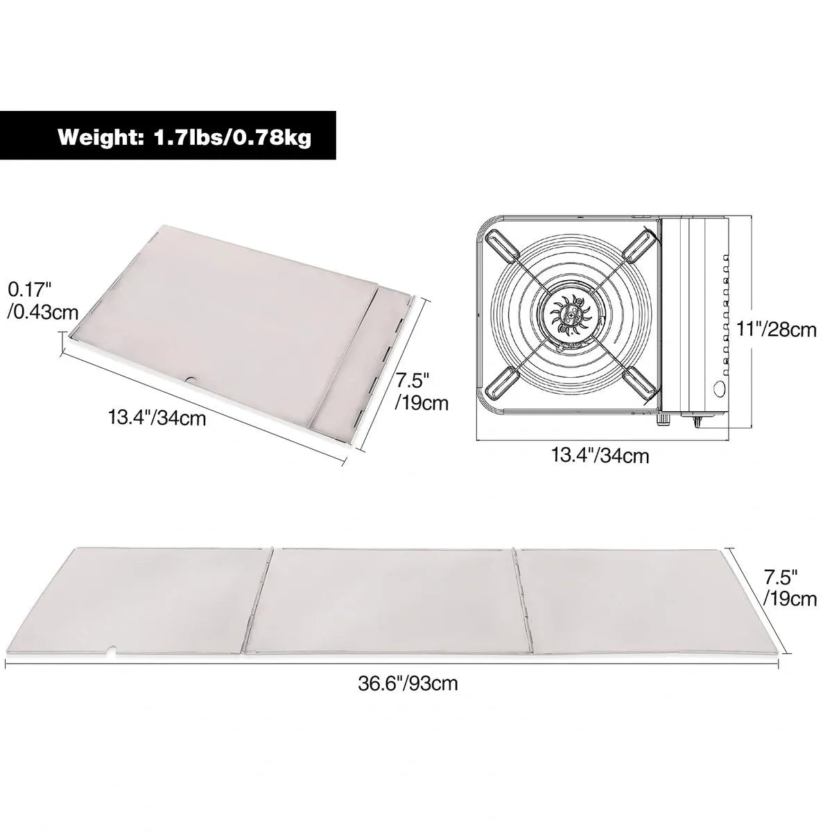 Folding Stainless Steel Stove Windscreen for Outdoor