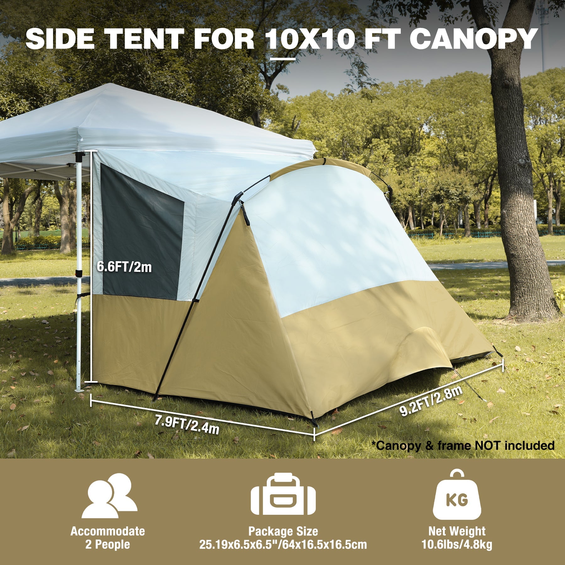 4-6 Person Side Tent for Pop Up Canopy Tent