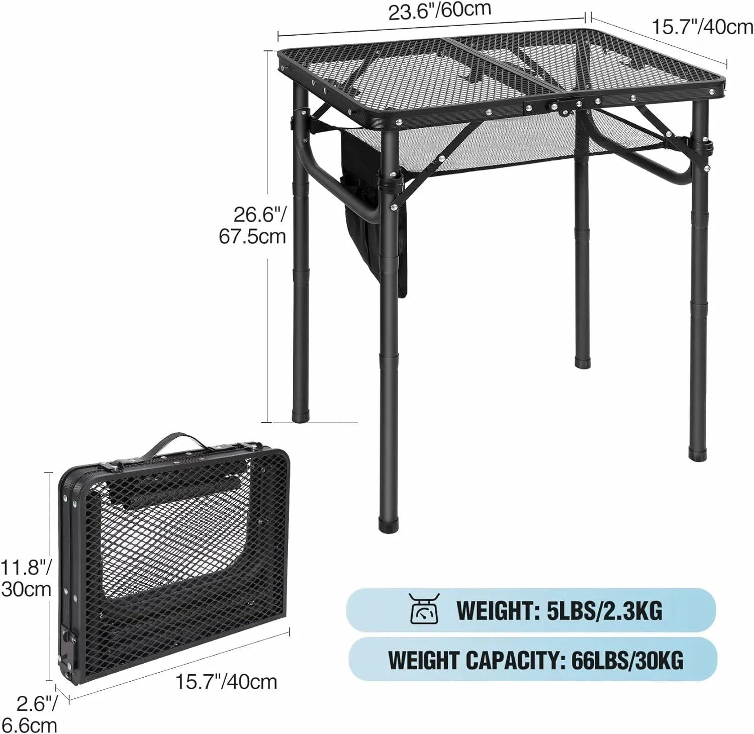 Grill Table for Outside with 3 Adjustable Heights