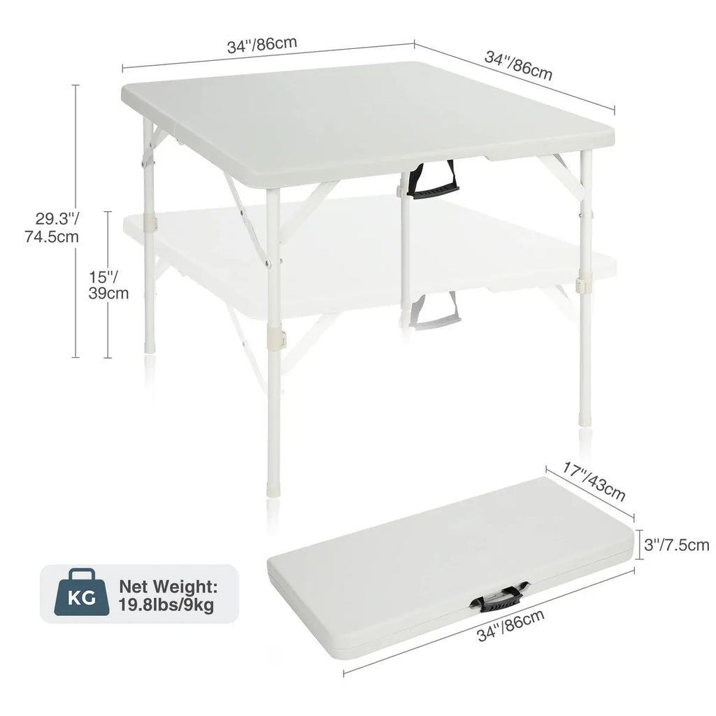 Lightweight Portable Square Card Table with Folding Legs