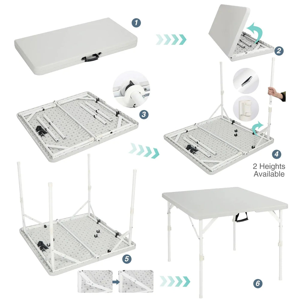 Lightweight Portable Square Card Table with Folding Legs