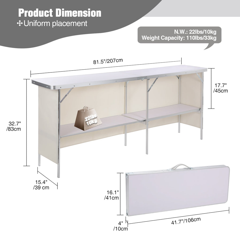 Portable Bar Table for Events  with Double Layer