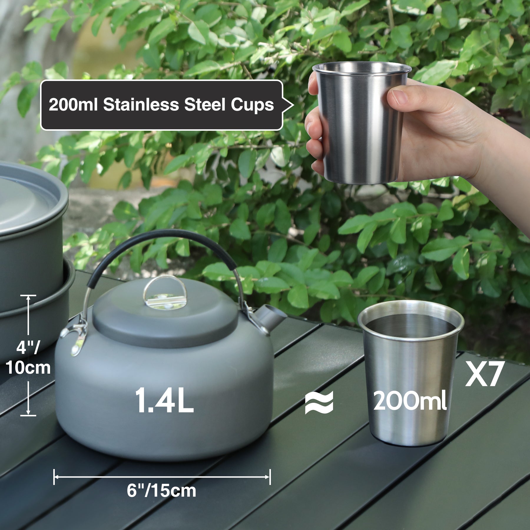 Camping Cookware Mess Kit, Backpacking Pot and Pan Set