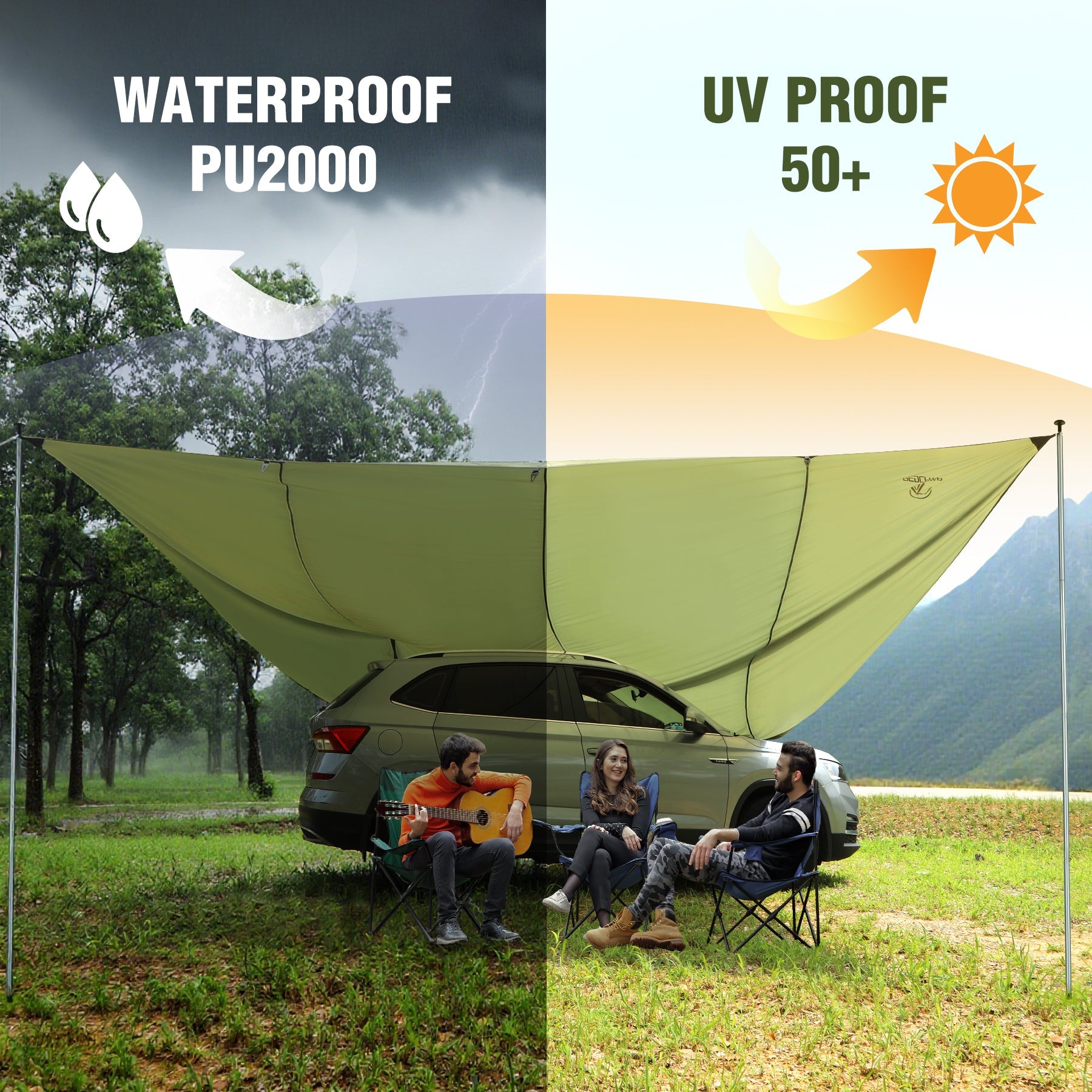 Car Awning Camping Tarp, 19x 17ft Shade