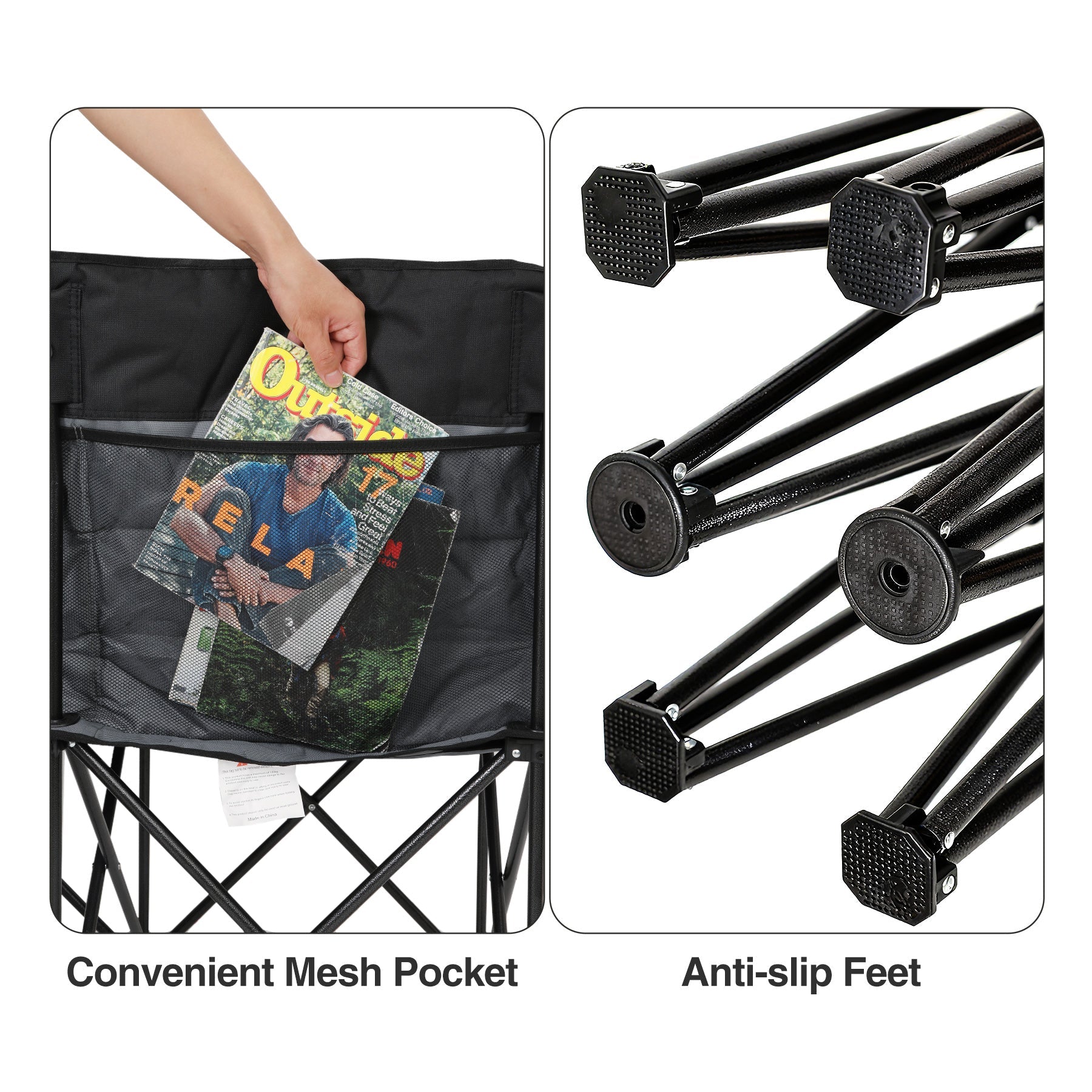 Folding Double Camping Chair for Adults，Oversized Portable Loveseat Chair for 2 Person