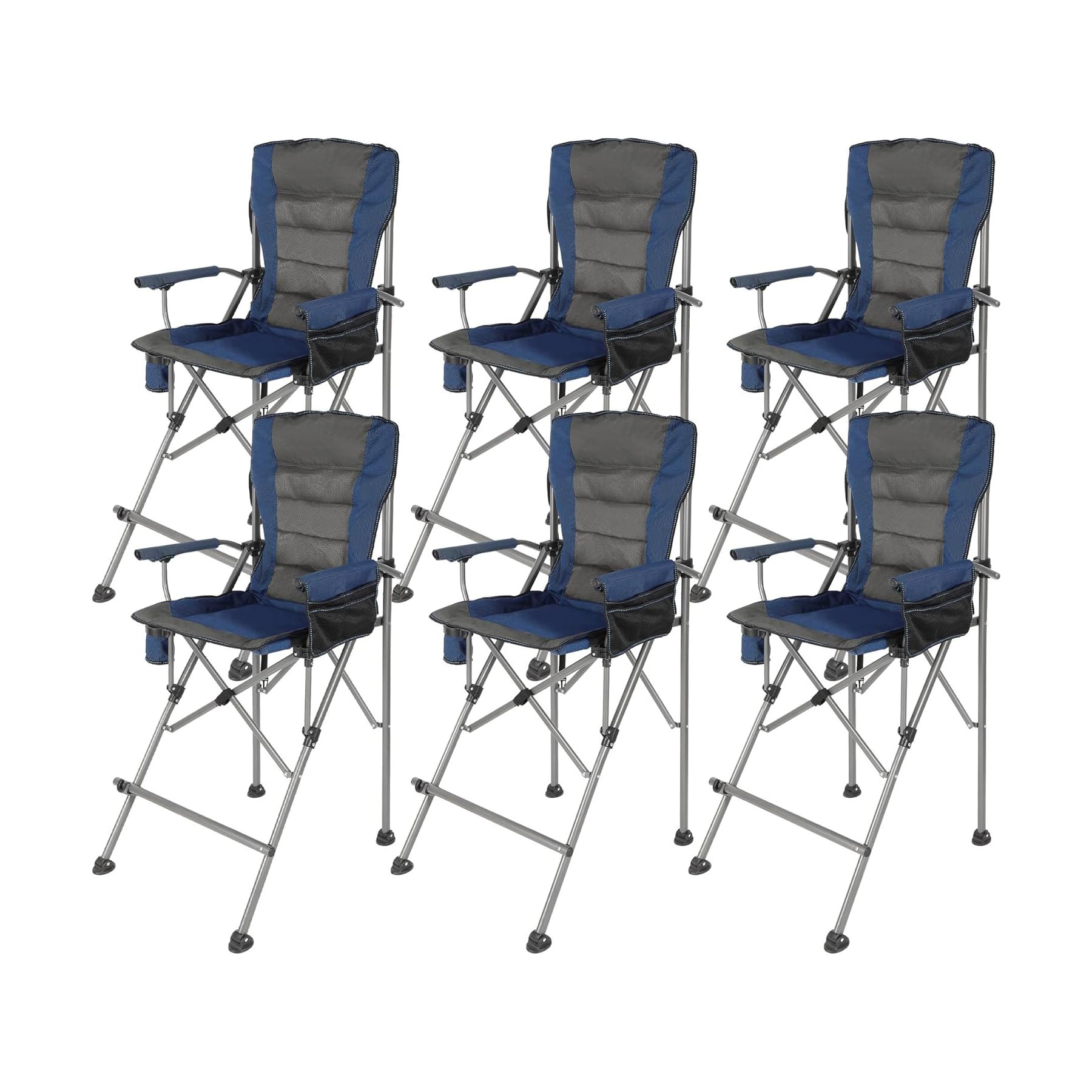 Extra Tall Folding Chair, Bar Height Foldable Director Chairs for Adults with High Back and Hard Arms, Support 330lbs