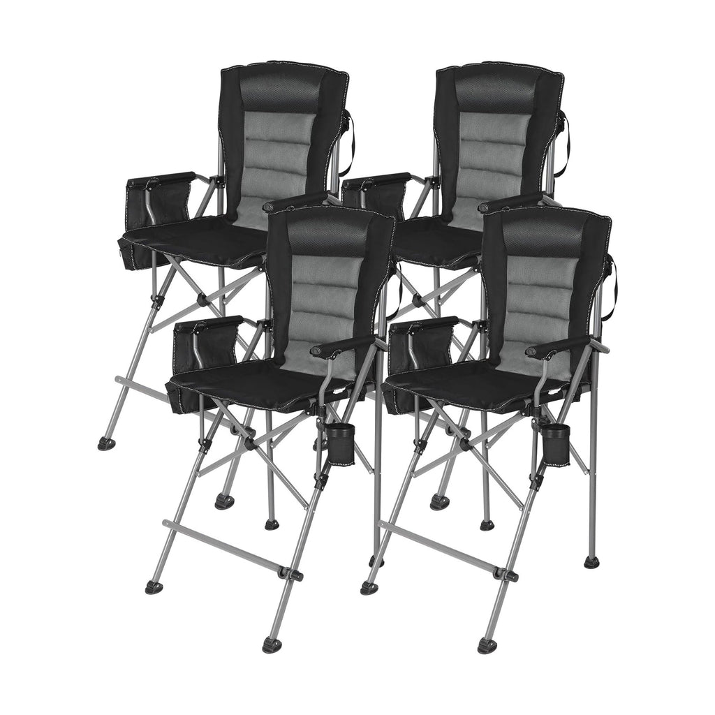 Extra Tall Folding Chair, Bar Height Foldable Director Chairs for Adults with High Back and Hard Arms, Support 330lbs