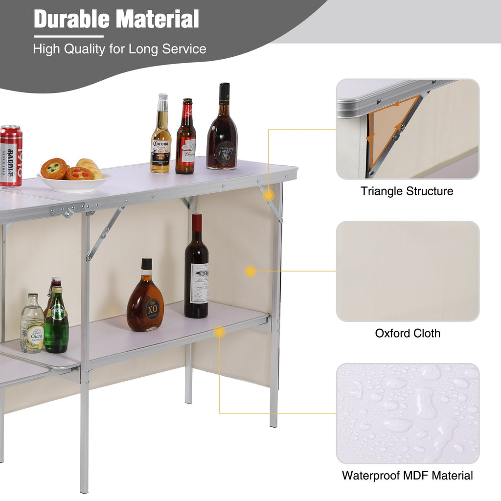 Portable Bar Table for Events  with Double Layer