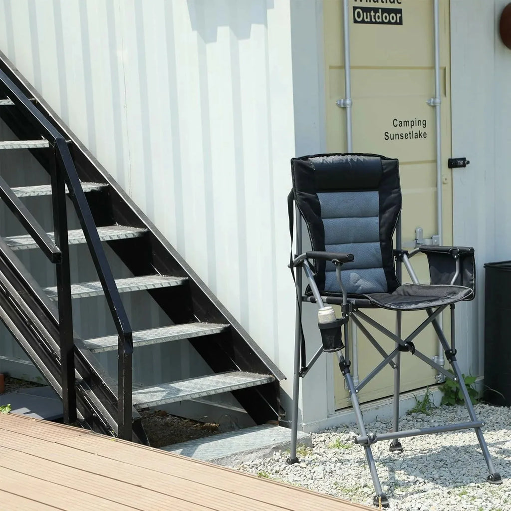 Extra Tall Folding Chair, Bar Height Foldable Director Chairs for Adults with High Back and Hard Arms, Support 330lbs