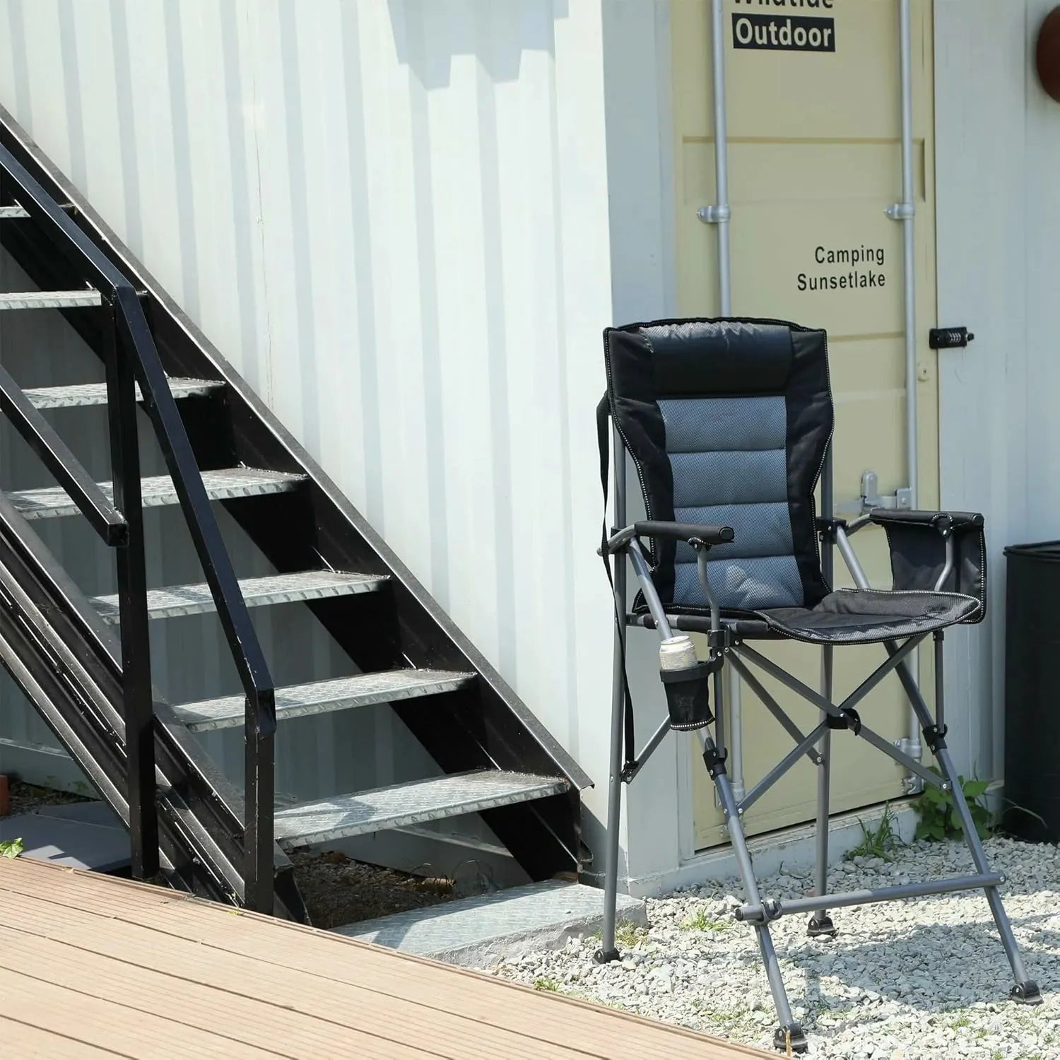 Extra Tall Folding Chair, Bar Height Foldable Director Chairs for Adults with High Back and Hard Arms, Support 330lbs