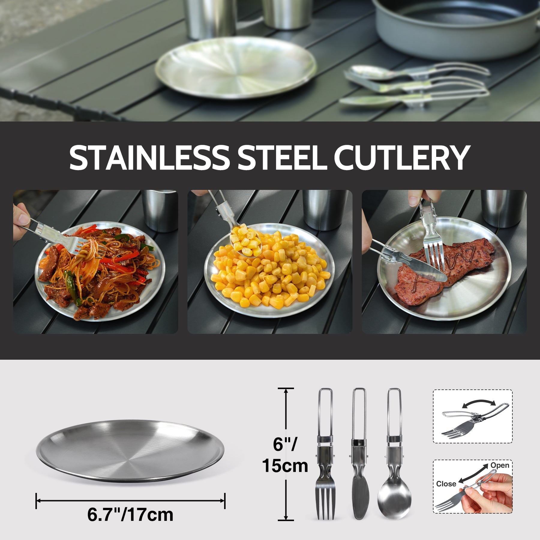 Camping Cookware Mess Kit, Backpacking Pot and Pan Set