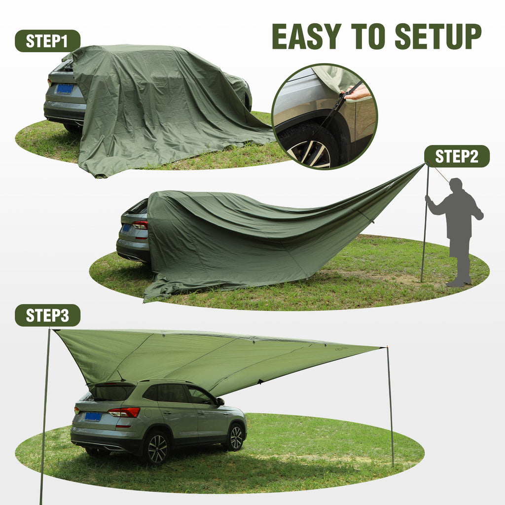 Car Awning Camping Tarp, 19x 17ft Shade