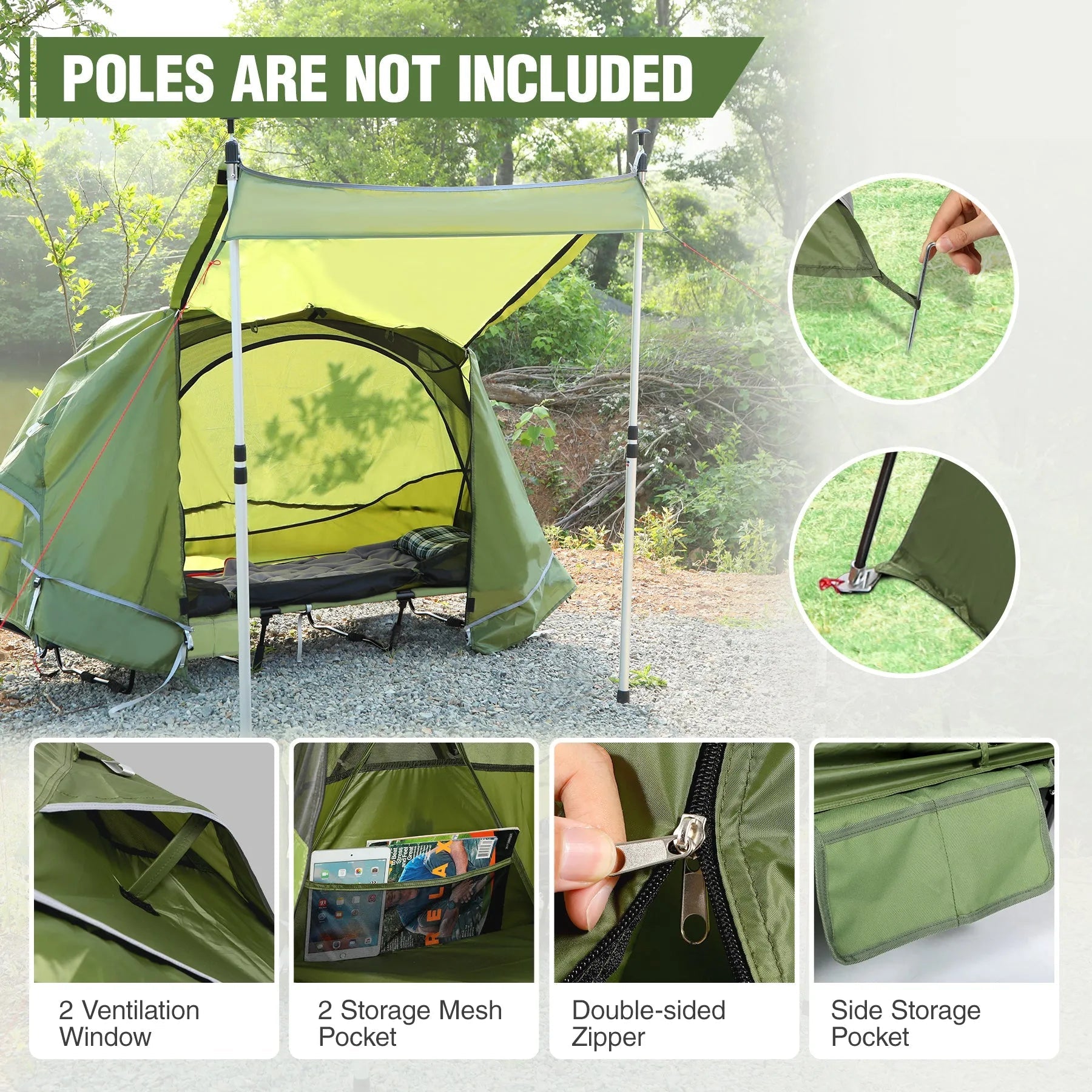 Folding Camping Cot Tent for 1 Person