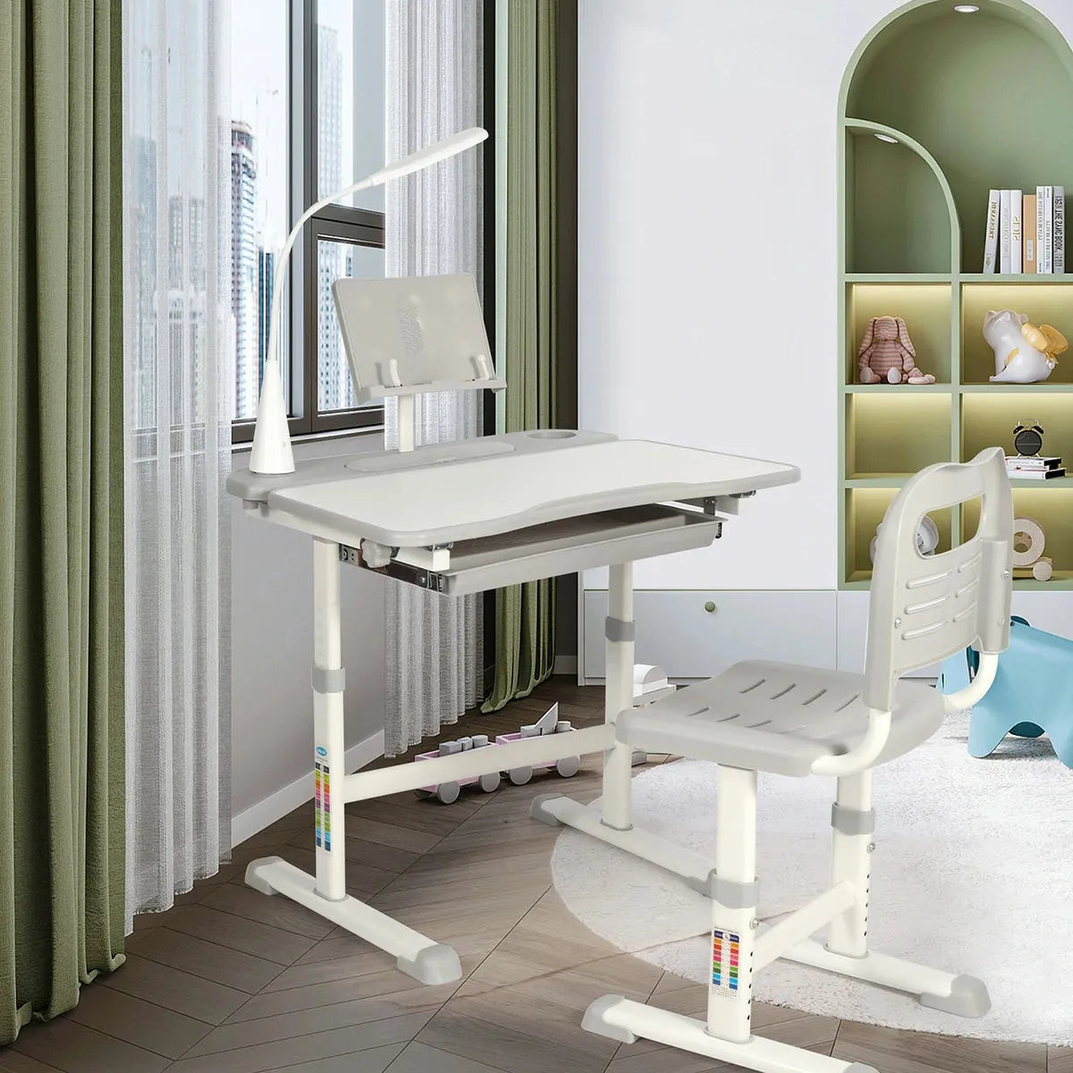 REDCAMP Adjustable Student Desk and Chair Set with Drawing Tilt Desktop