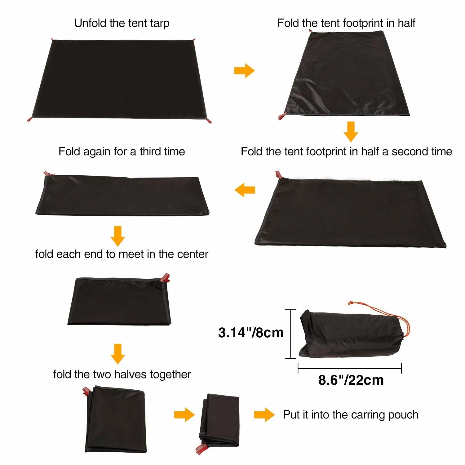 PU 2000 Waterproof Camping Tent Tarp, Ultralight Tent Footprint