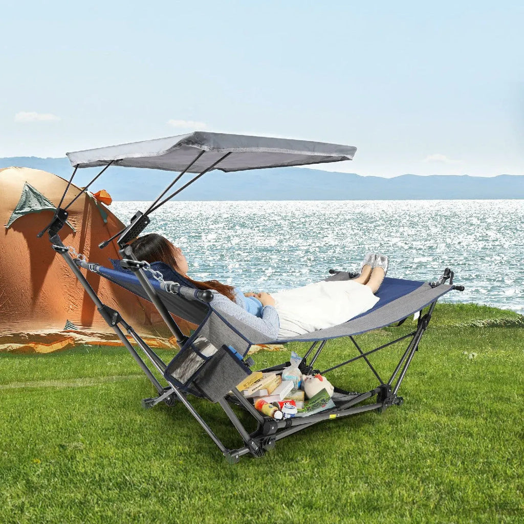 Portable Folding Hammock with Removable Canopy and Pillow