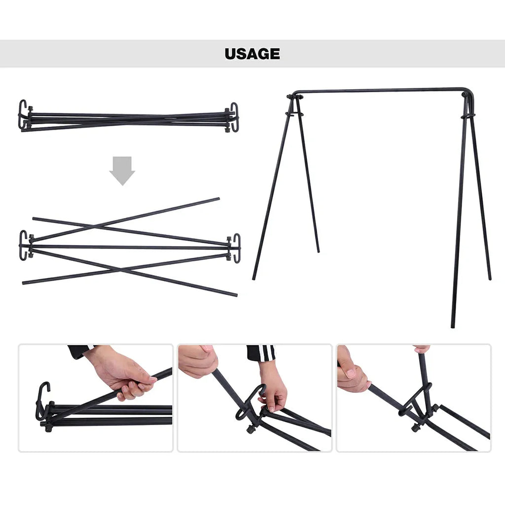 Portable Hanging Campfire Swing Grill Stand with Dutch Oven Lid Lifter & Hooks For Outdoor Cooking