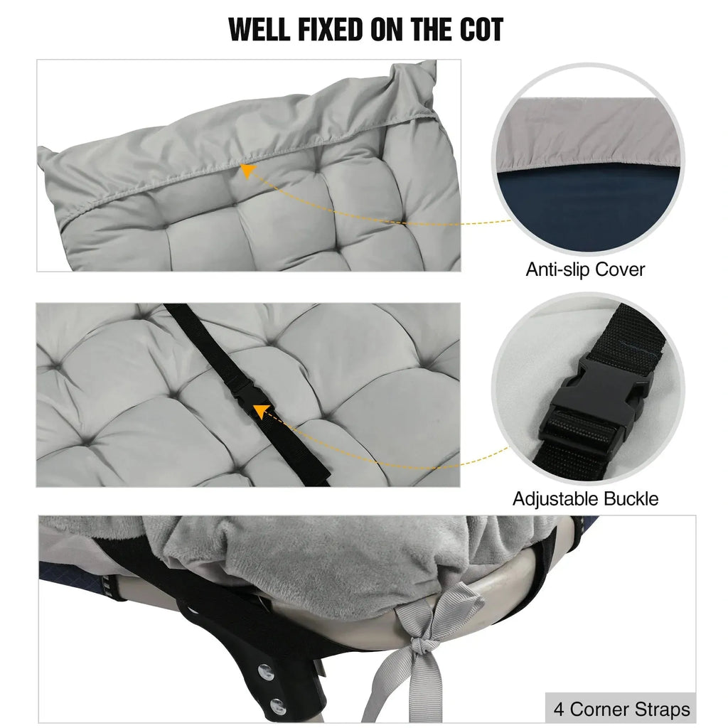 Portable Folding Sleeping Cot Mattress Pads for Camping,Gray Blue Black Brown