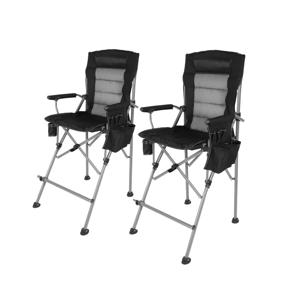 Extra Tall Folding Chair, Bar Height Foldable Director Chairs for Adults with High Back and Hard Arms, Support 330lbs
