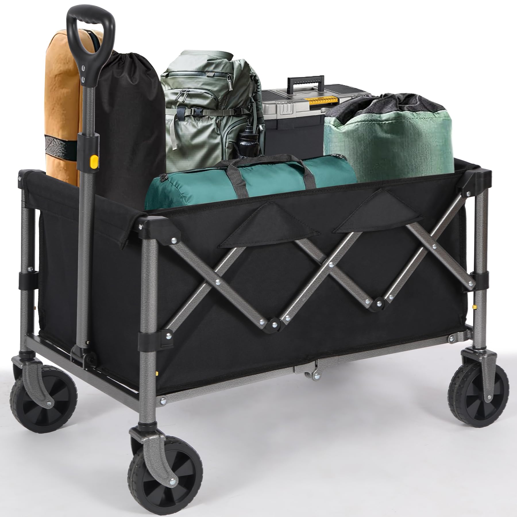 Collapsible Wagon Cart Foldable with 220LBS Weight Capacity