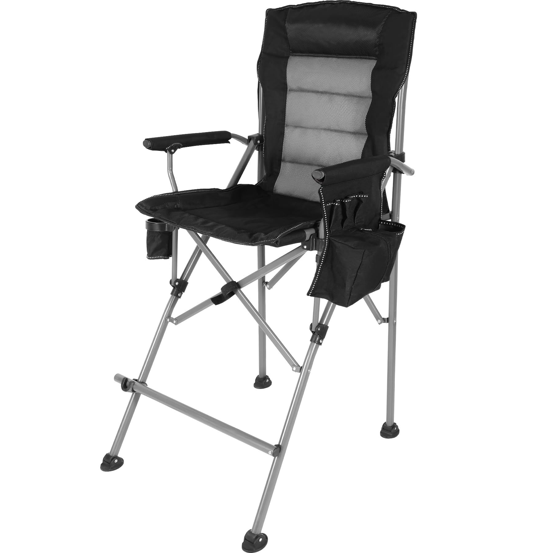 Extra Tall Folding Chair, Bar Height Foldable Director Chairs for Adults with High Back and Hard Arms, Support 330lbs