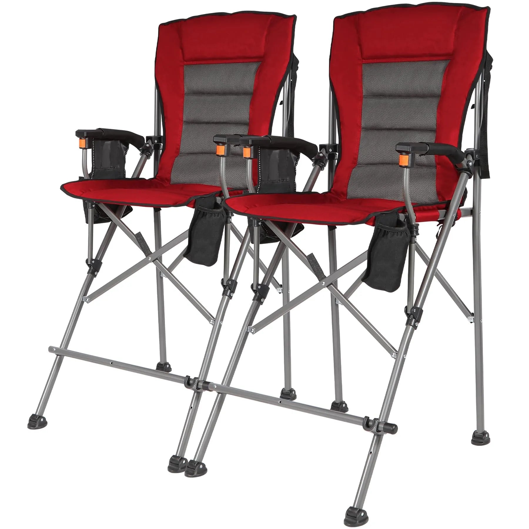 Extra Tall Folding Chair, Bar Height Foldable Director Chairs for Adults with High Back and Hard Arms, Support 330lbs