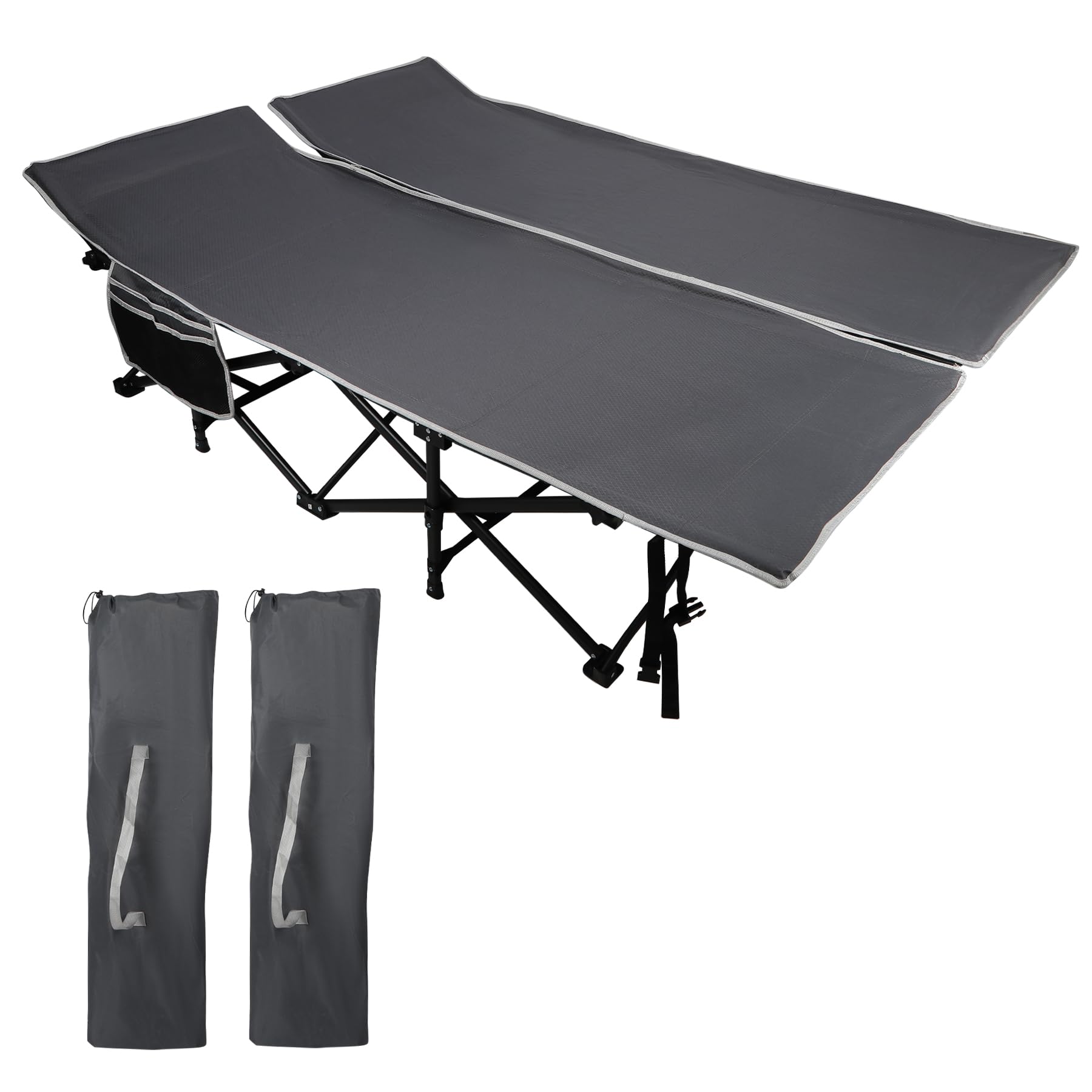 2 Person Folding Camping Cot, 56" Extra Wide