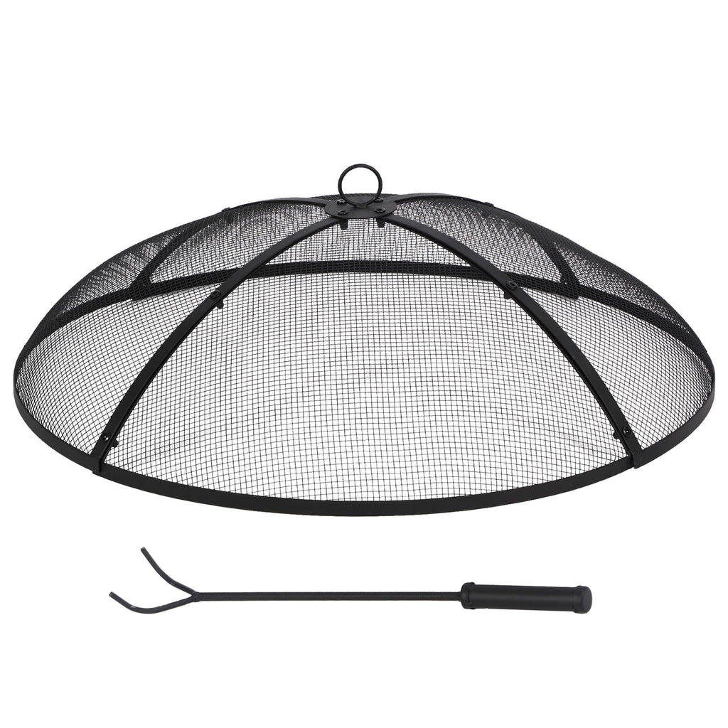 Fire Pit Spark Screen with Handle and Poker Outdoor Mesh Cover30"/36"