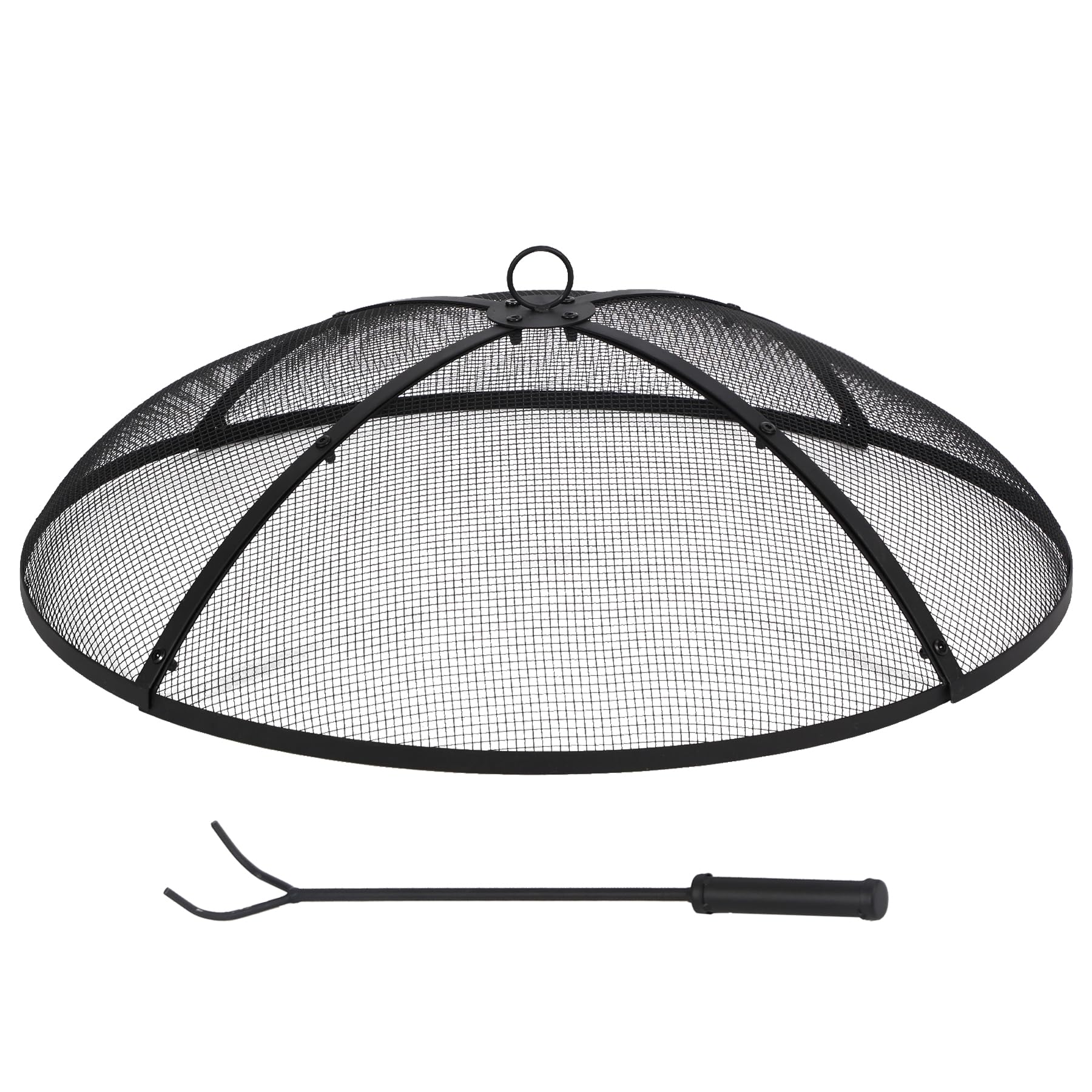Fire Pit Spark Screen with Handle and Poker Outdoor Mesh Cover30"/36"
