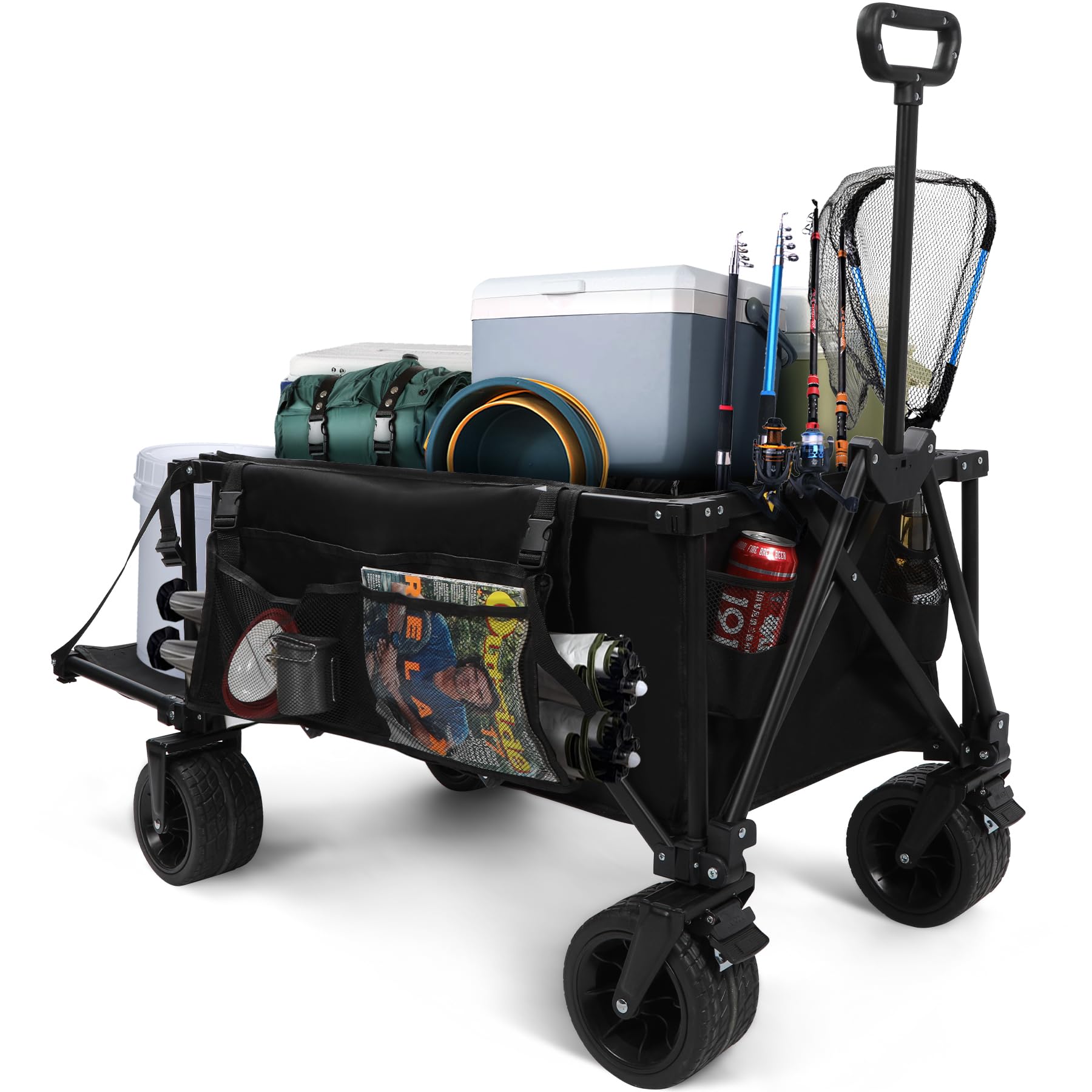 49" Extended Collapsible Fishing Cart with 6 Rod Holders