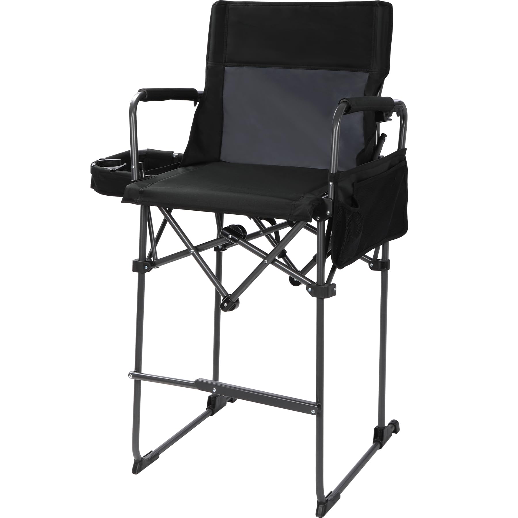 Extra Tall Folding Chair, Bar Height Foldable Director Chairs for Adults with High Back and Hard Arms, Support 330lbs