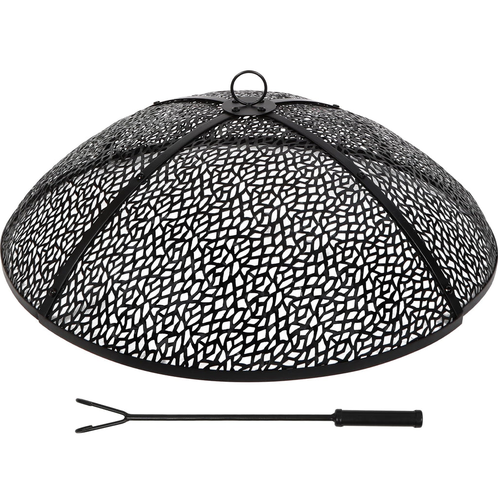 30Inch Fire Pit Spark Screen, Collapsible Fire Pit Screen Round with Handle