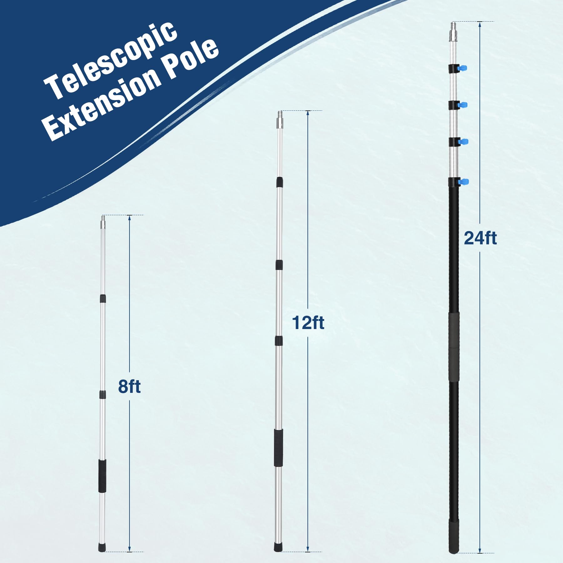 Multi-Purpose 24ft Long Telescoping Extension Pole