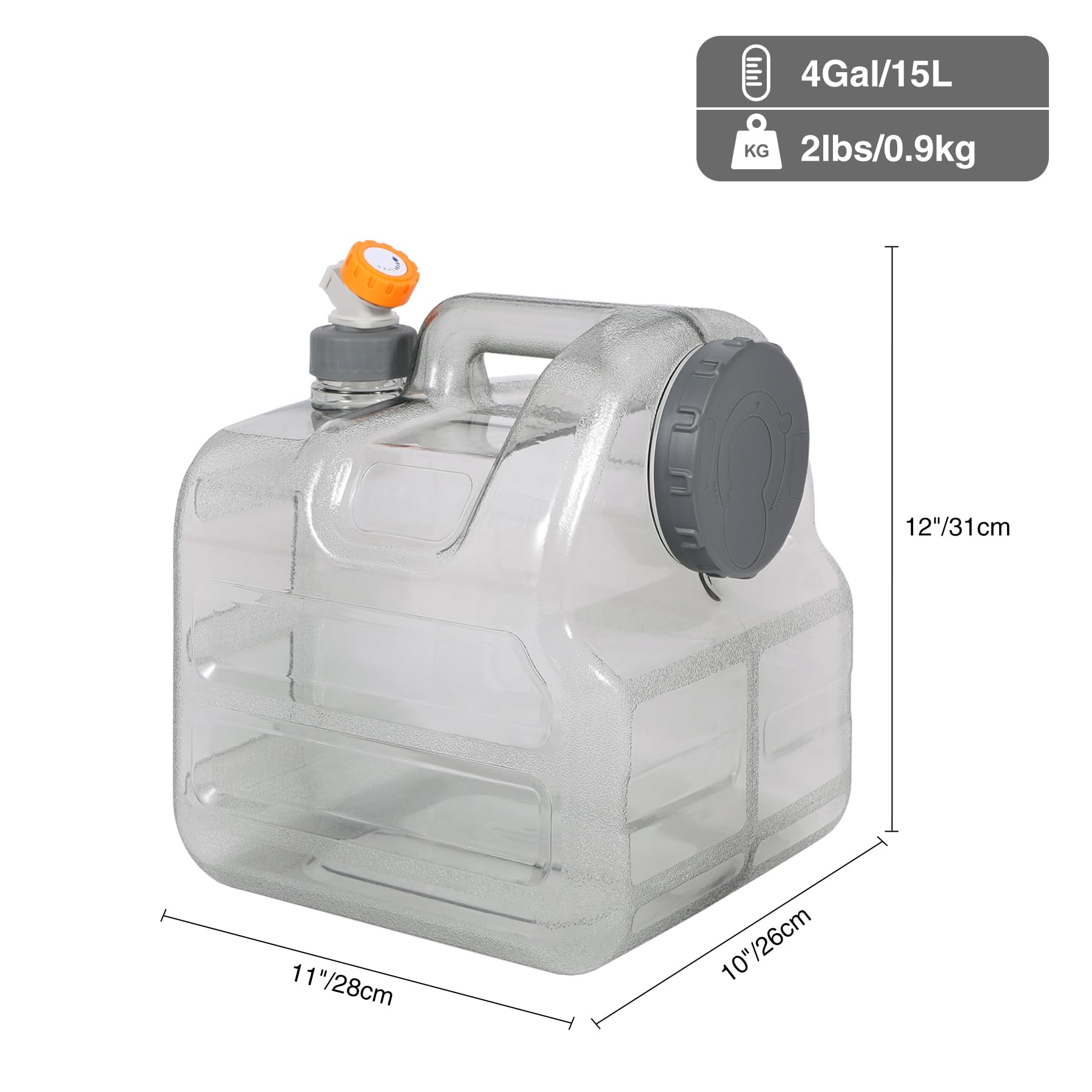 4 Gallon BPA Free Water Container, Portable Water Storage Tank with Spigot