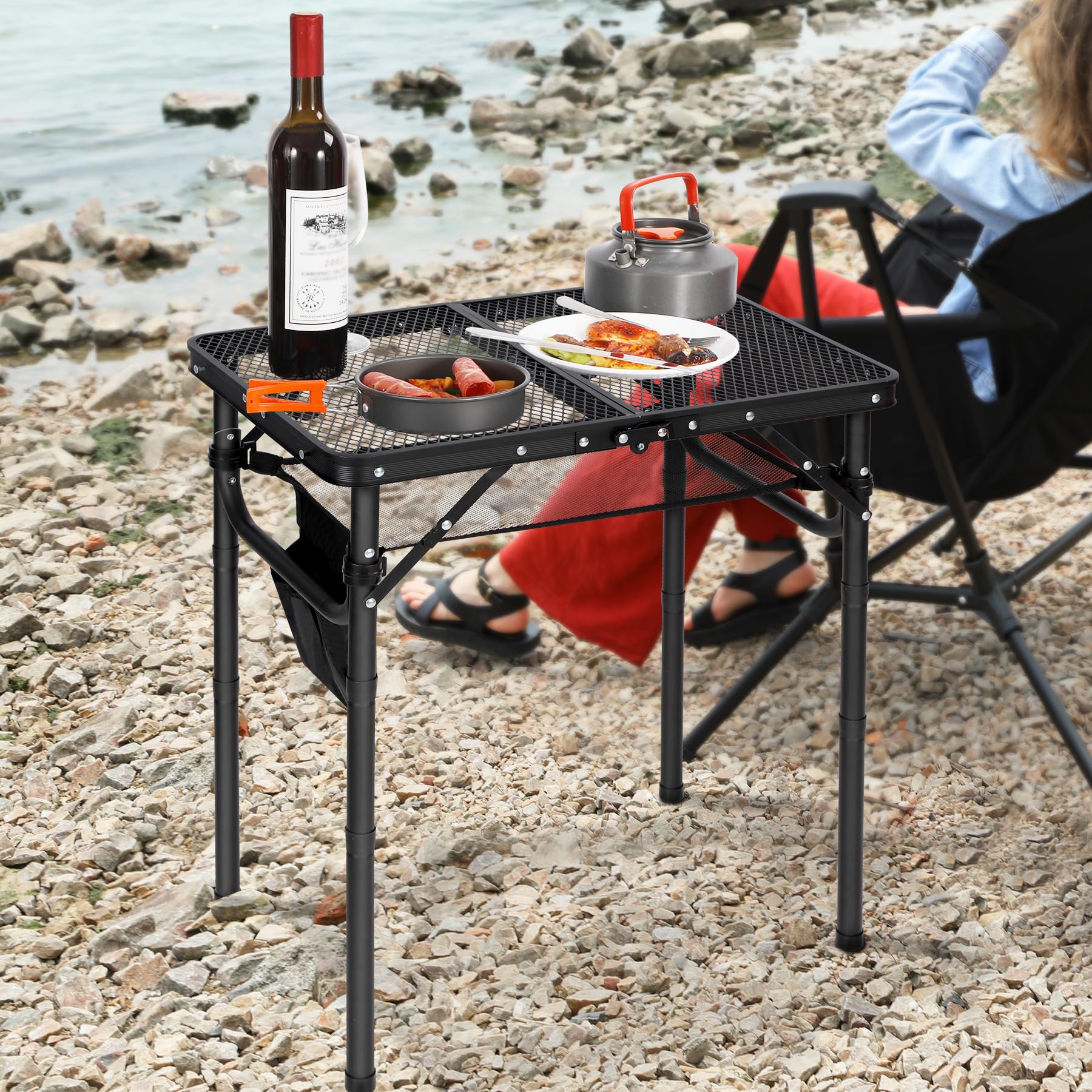 Grill Table for Outside with 3 Adjustable Heights