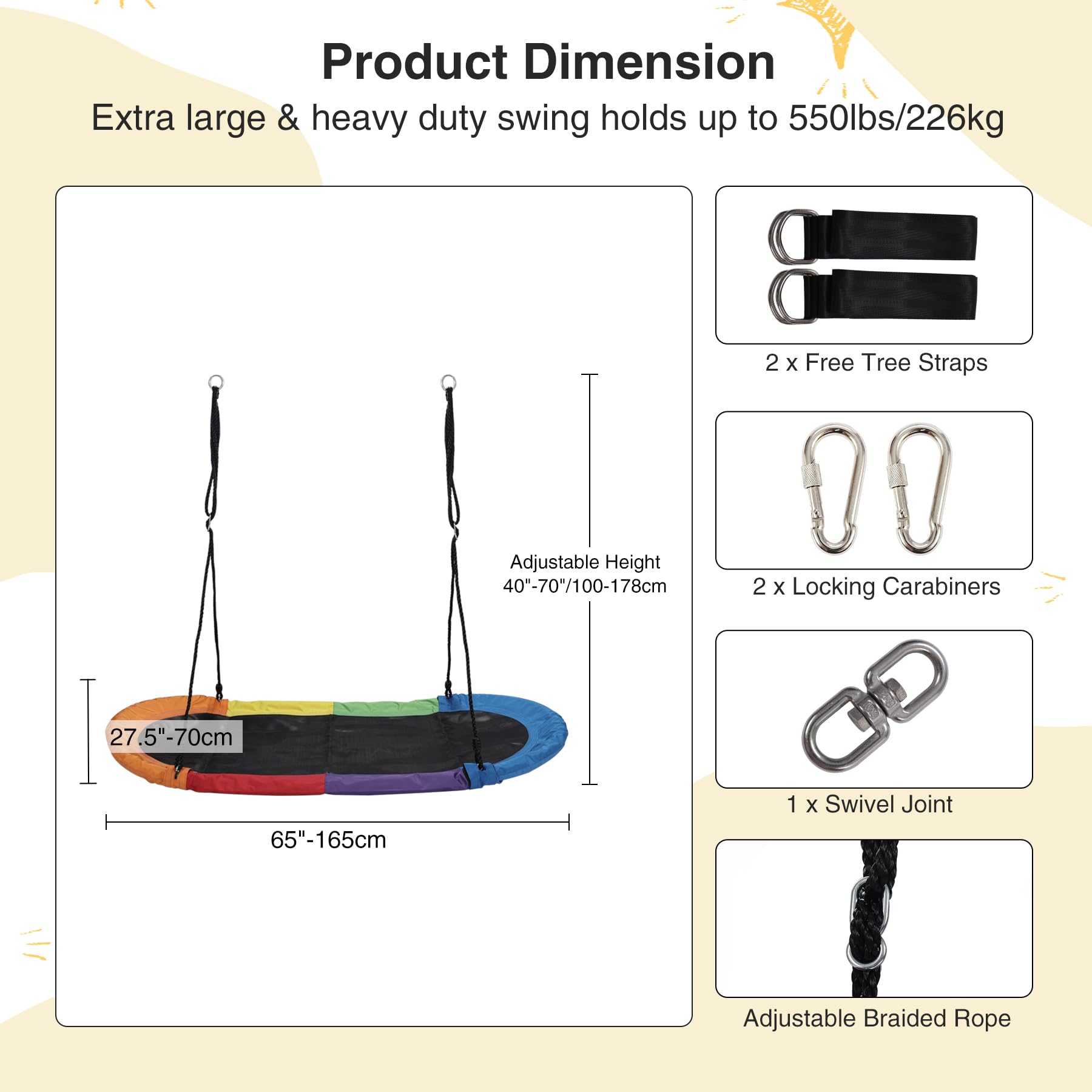 65" Platform Swing for Kids