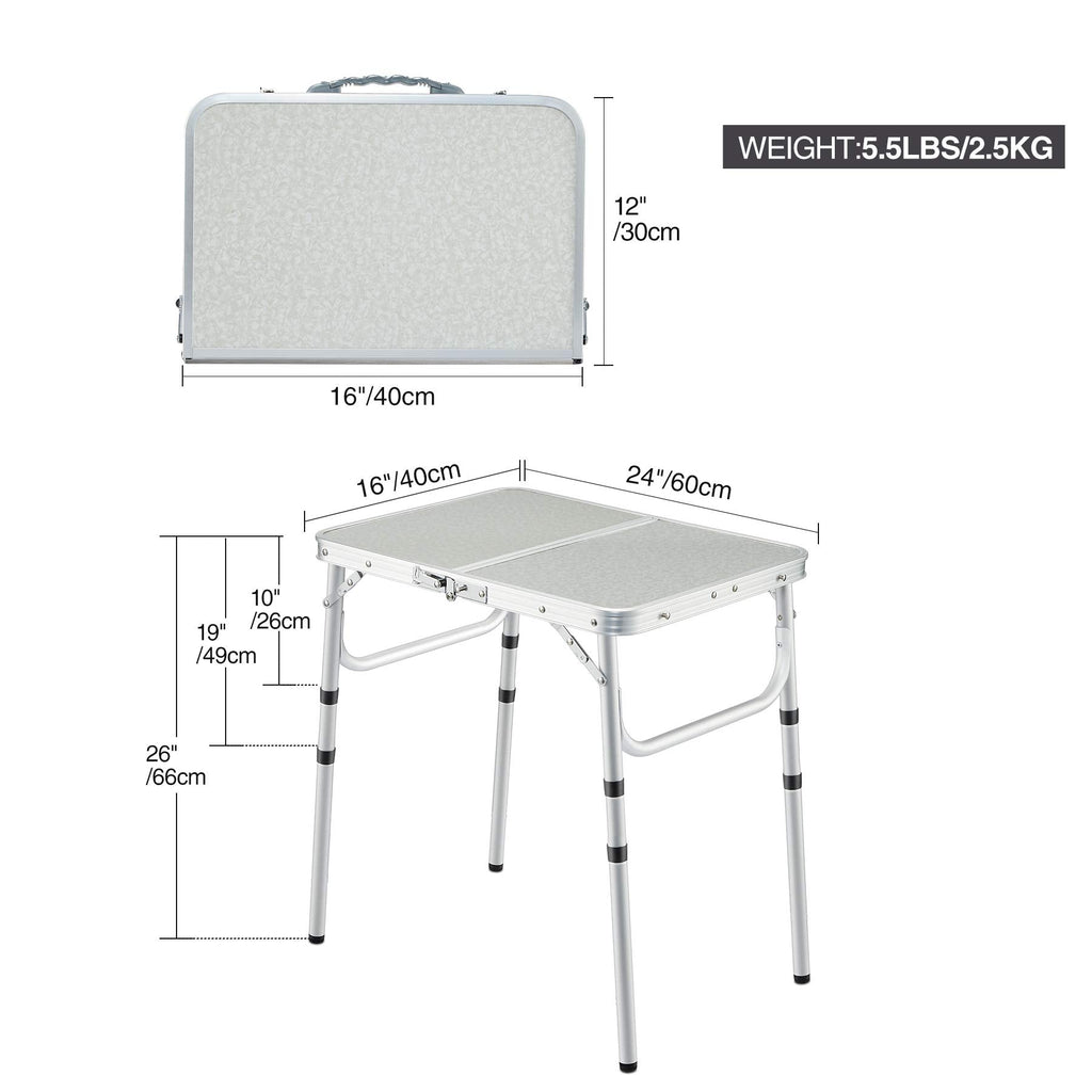 Aluminum Folding Camping Table with Adjustable Height Legs