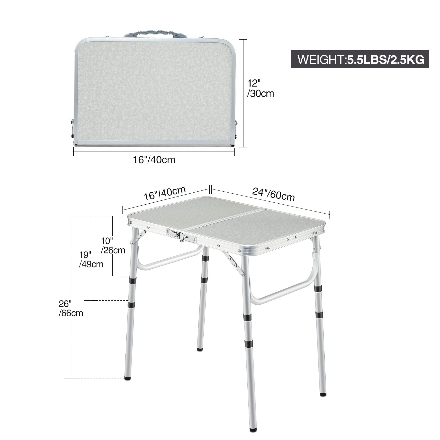 Aluminum Folding Camping Table with Adjustable Height Legs