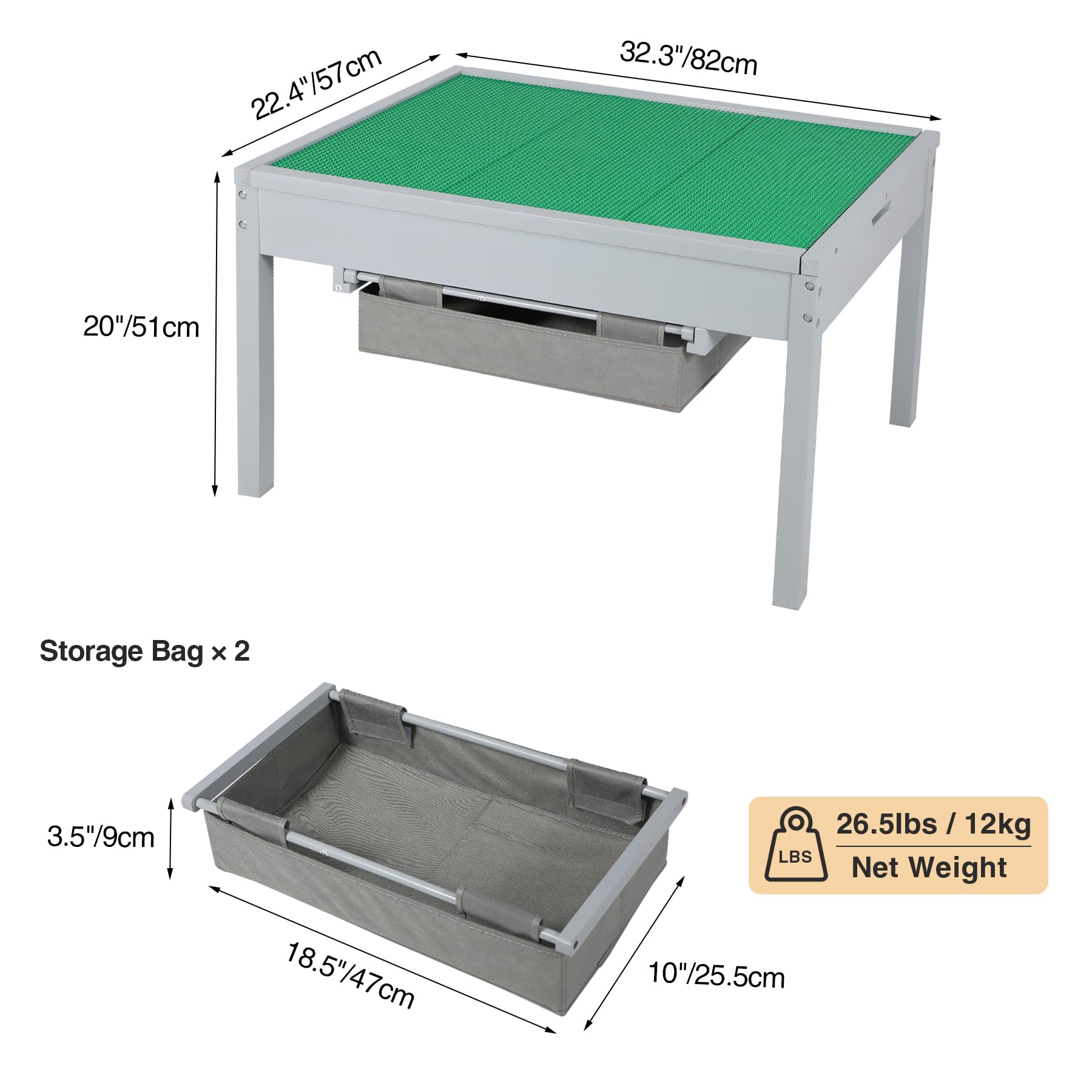 2 in 1 Kids Activity Table with Storage Drawers