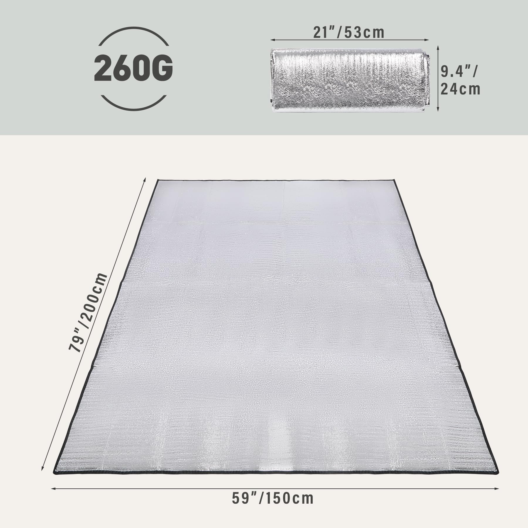 Camping Mat Foam Foil Blanket, 79"x59" Aluminum Foil Mat