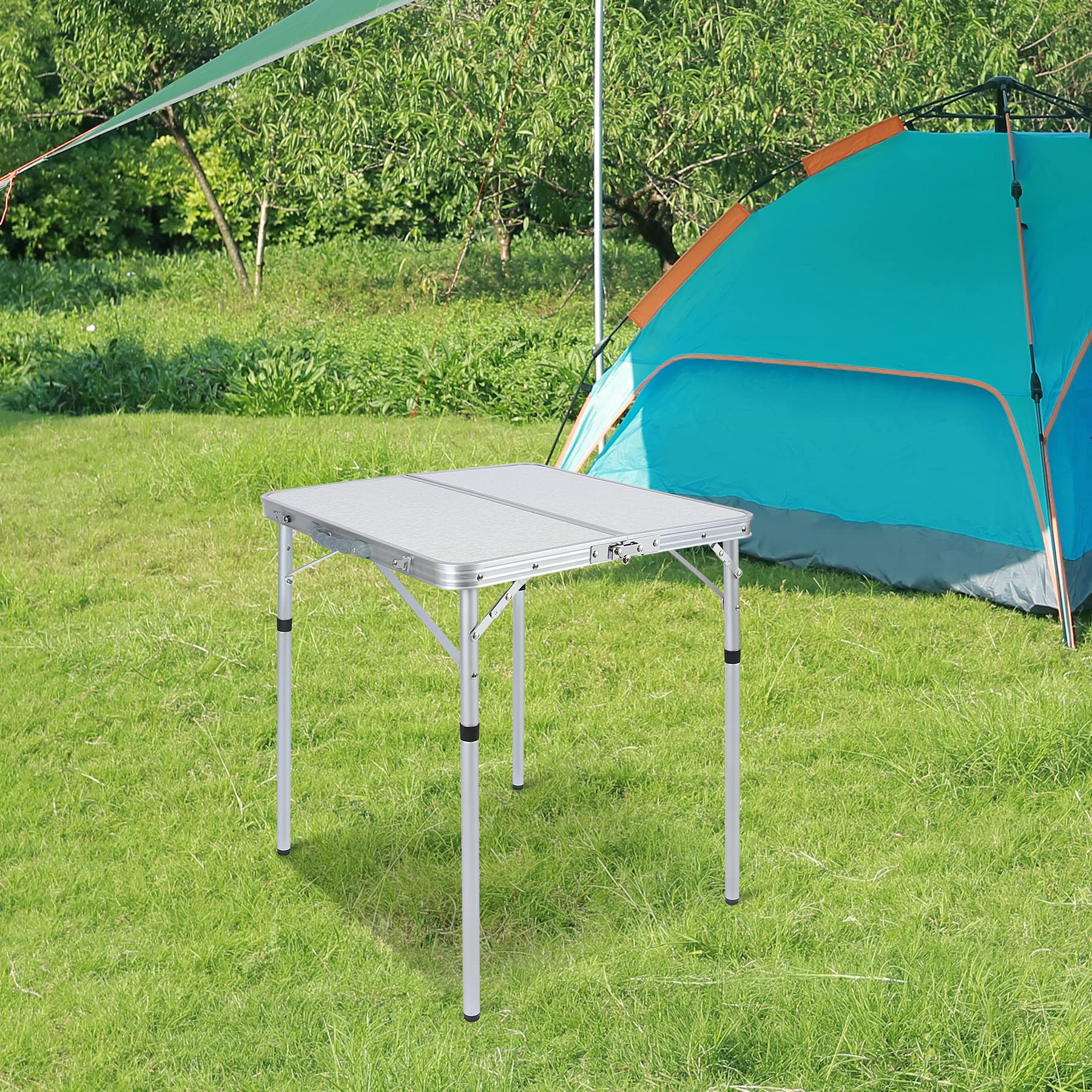 Aluminum Folding Camping Table with Adjustable Height Legs