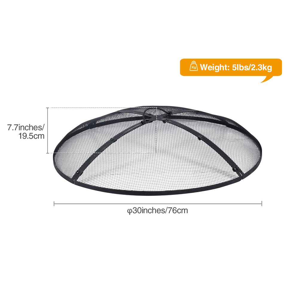 Fire Pit Spark Screen with Handle and Poker Outdoor Mesh Cover30"/36"