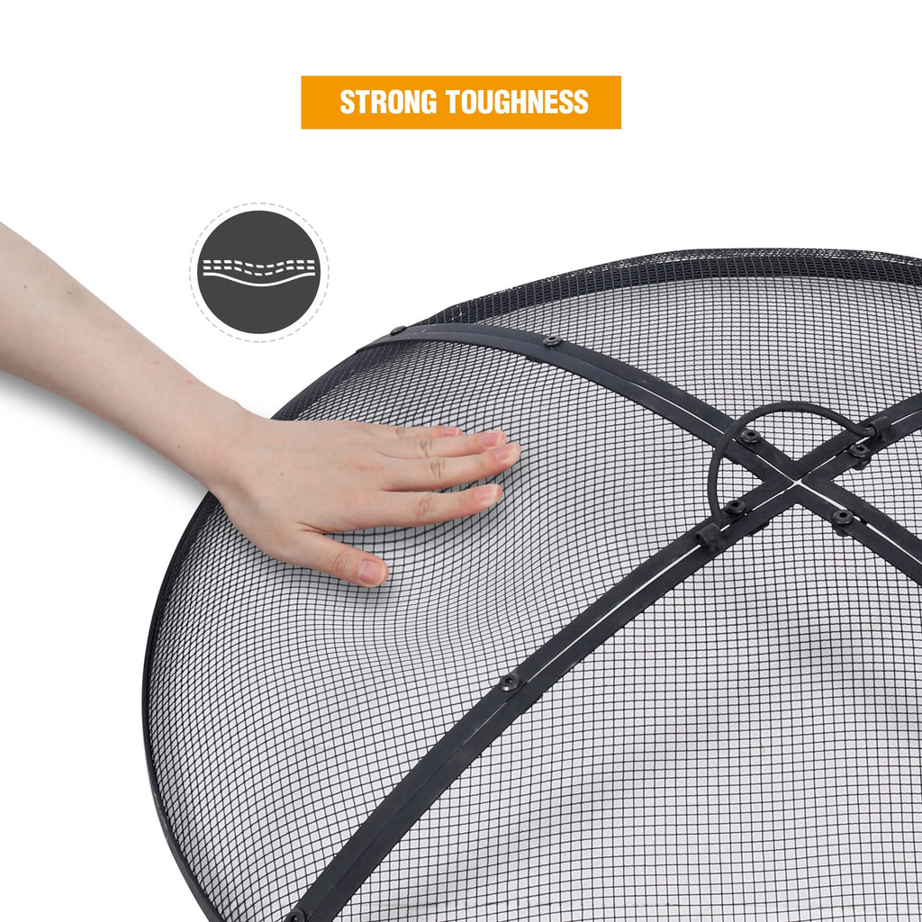 Fire Pit Spark Screen with Handle and Poker Outdoor Mesh Cover30"/36"