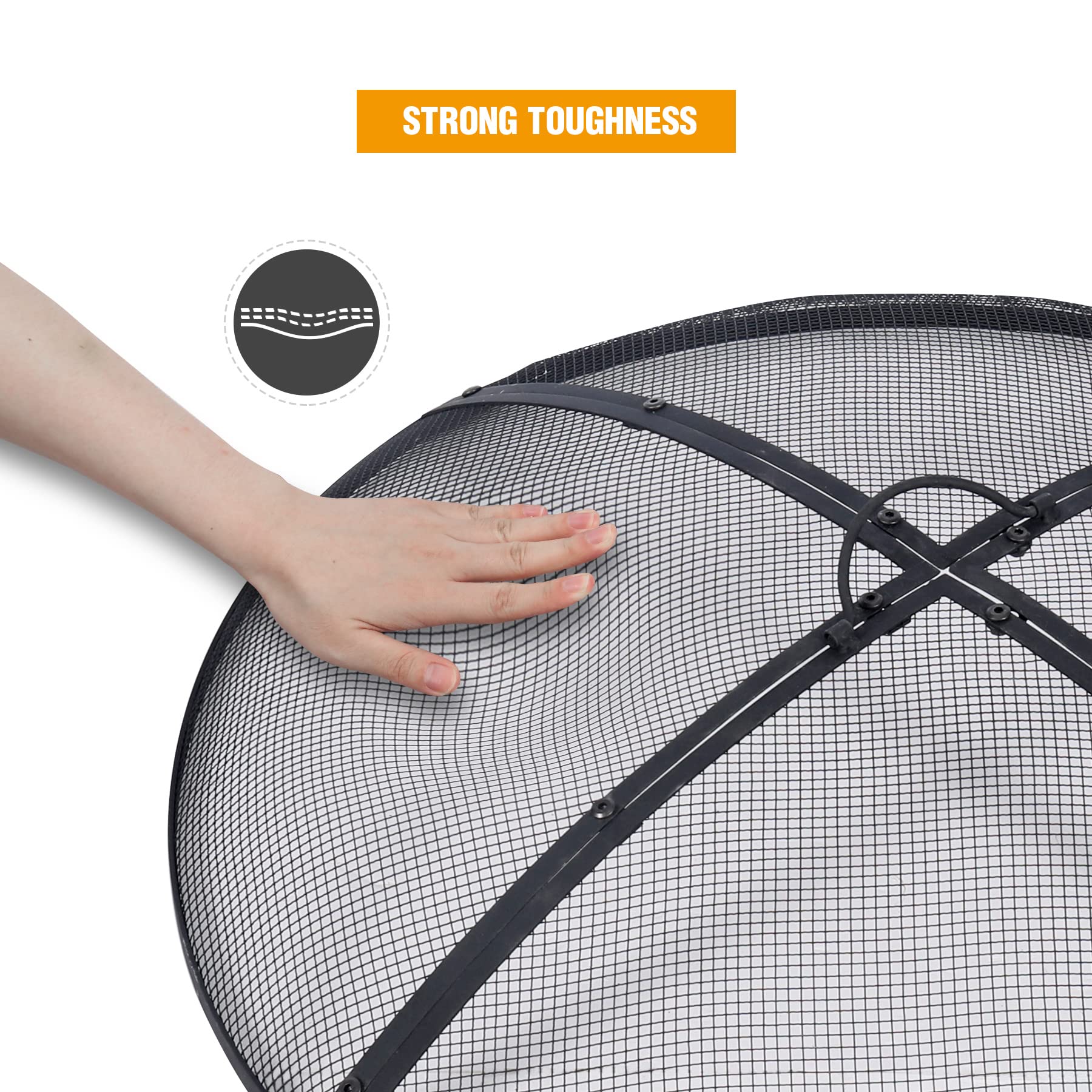Fire Pit Spark Screen with Handle and Poker Outdoor Mesh Cover30"/36"