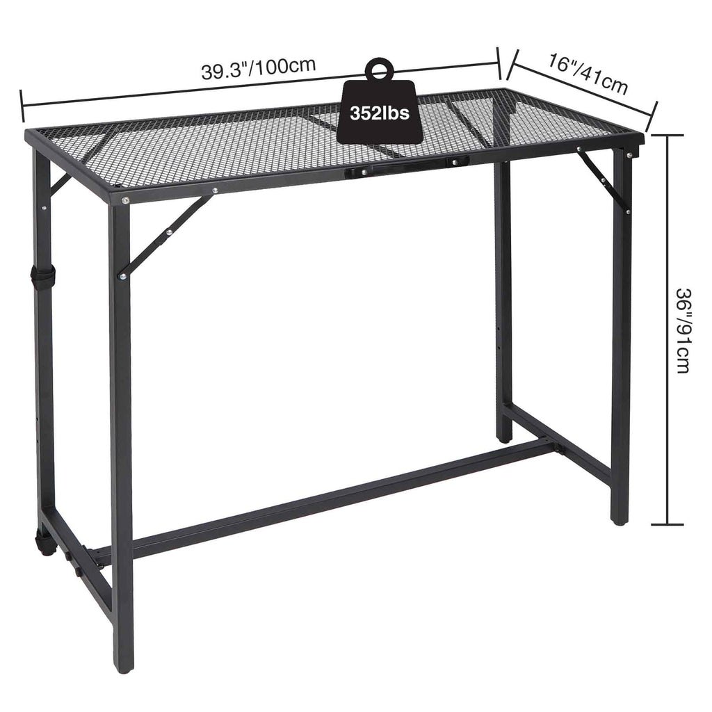 Folding Paito Bar Height Hot Tub Table with Waterproof Mesh Top