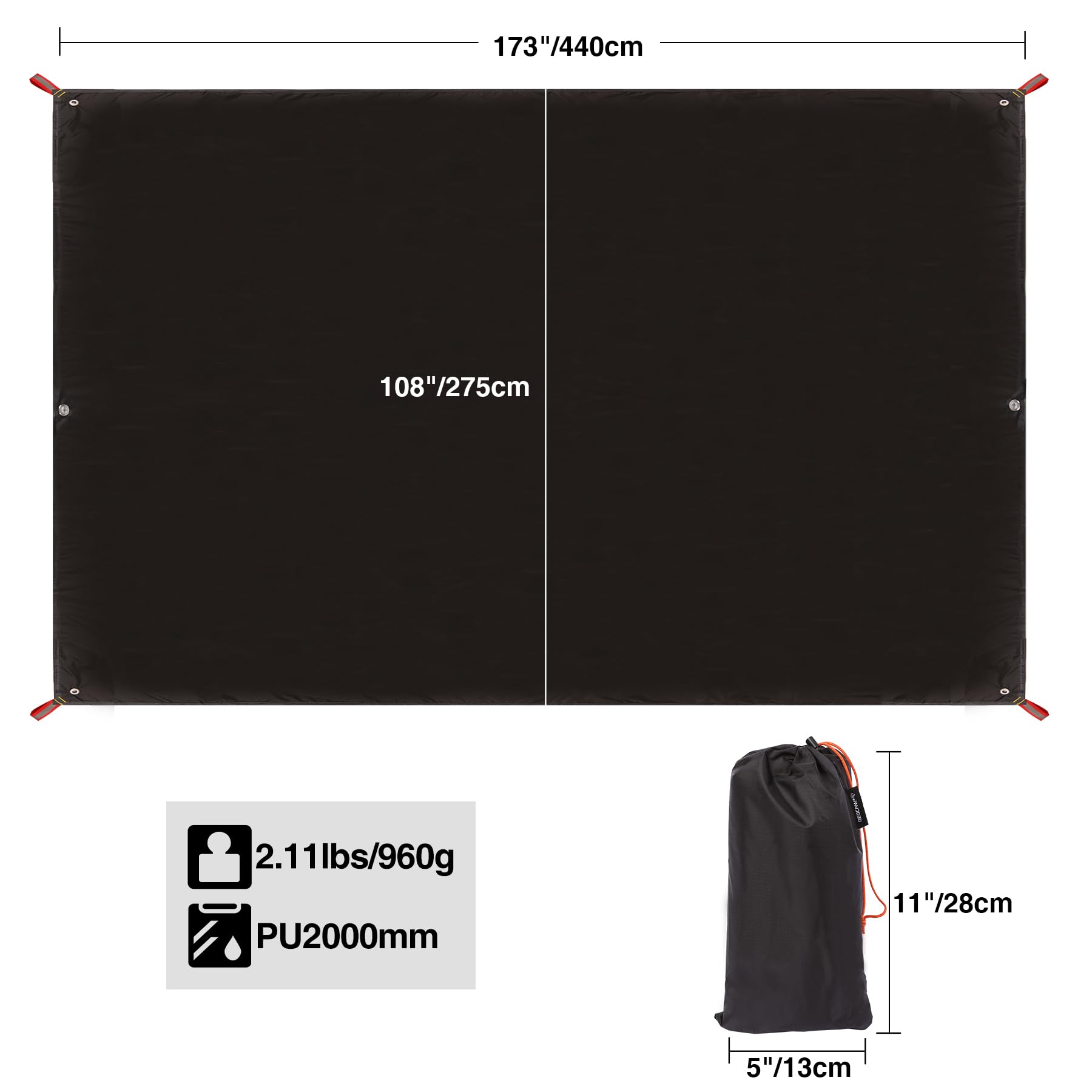 Ultralight Tent Footprint, PU 2000 Waterproof Camping Tent Tarp