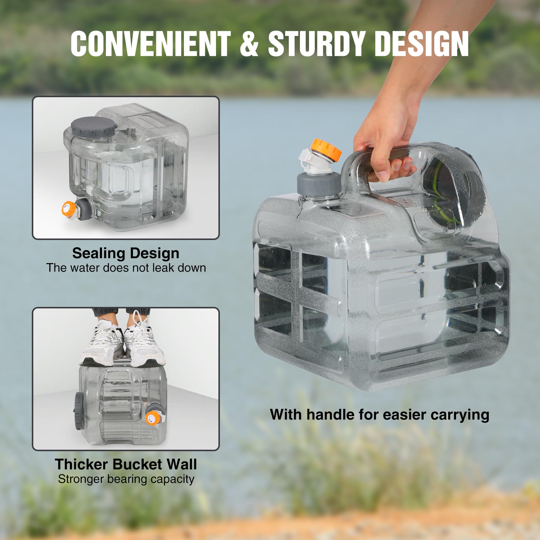 4 Gallon BPA Free Water Container, Portable Water Storage Tank with Spigot